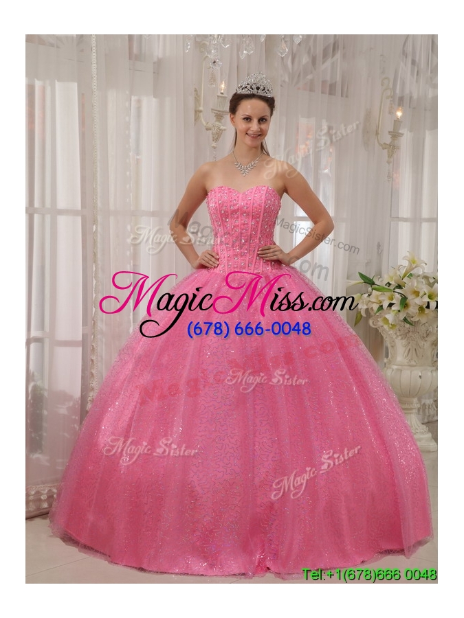 wholesale luxurious pink sweetheart quinceanera dresses with beading