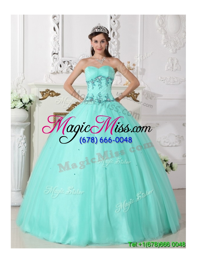 wholesale 2016 modern beading sweetheart quinceanera gowns in green