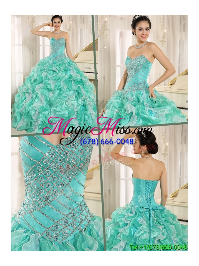 wholesale modern beading and ruffles apple green quinceanera dresses