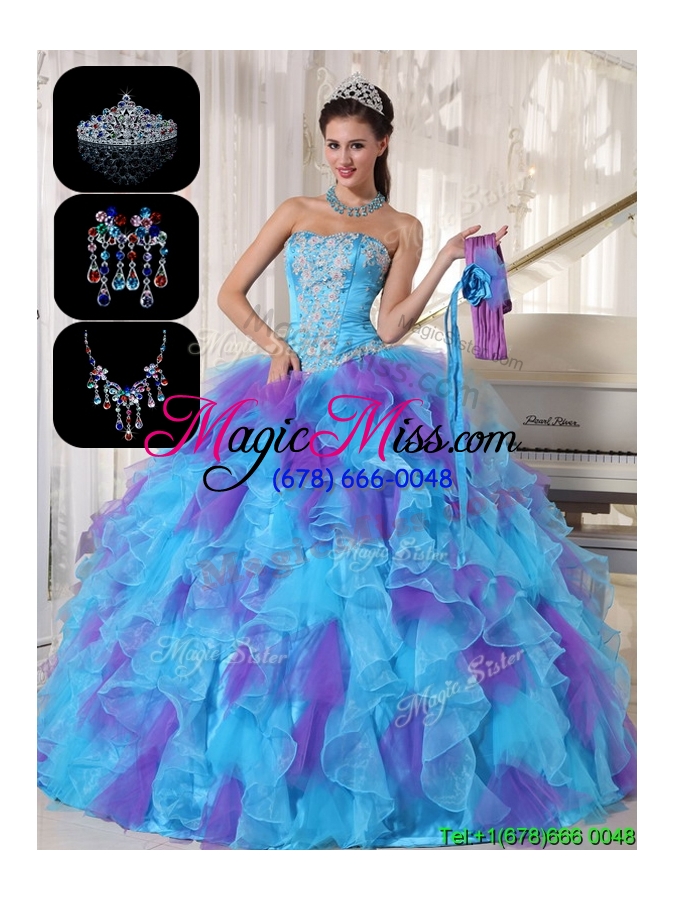 wholesale gorgeous multi color custom makesweet 16 gowns with beading and appliques