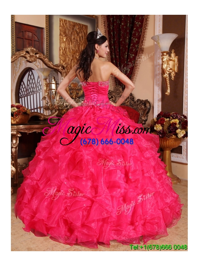 wholesale latest coral red ball gown floor length custom make quinceanera dresses