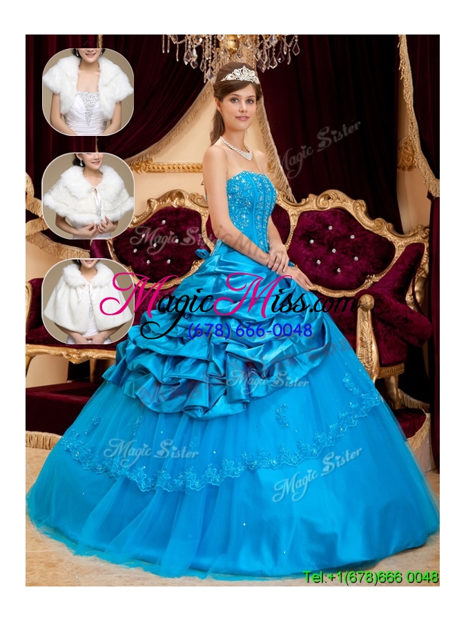 wholesale 2016 elegant strapless appliques and beading quinceanera gowns