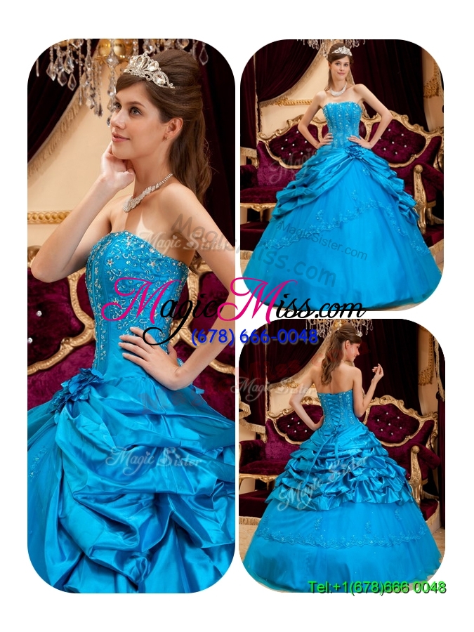 wholesale 2016 elegant strapless appliques and beading quinceanera gowns