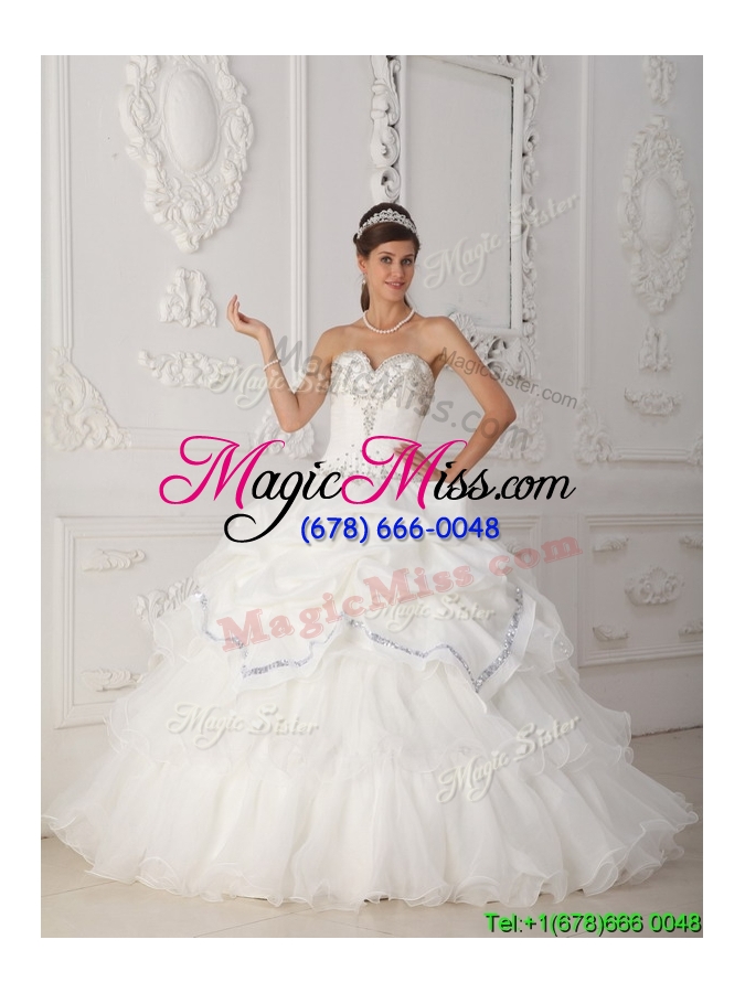 wholesale exquisite white sweetheart custom make quinceanera dresses with beading