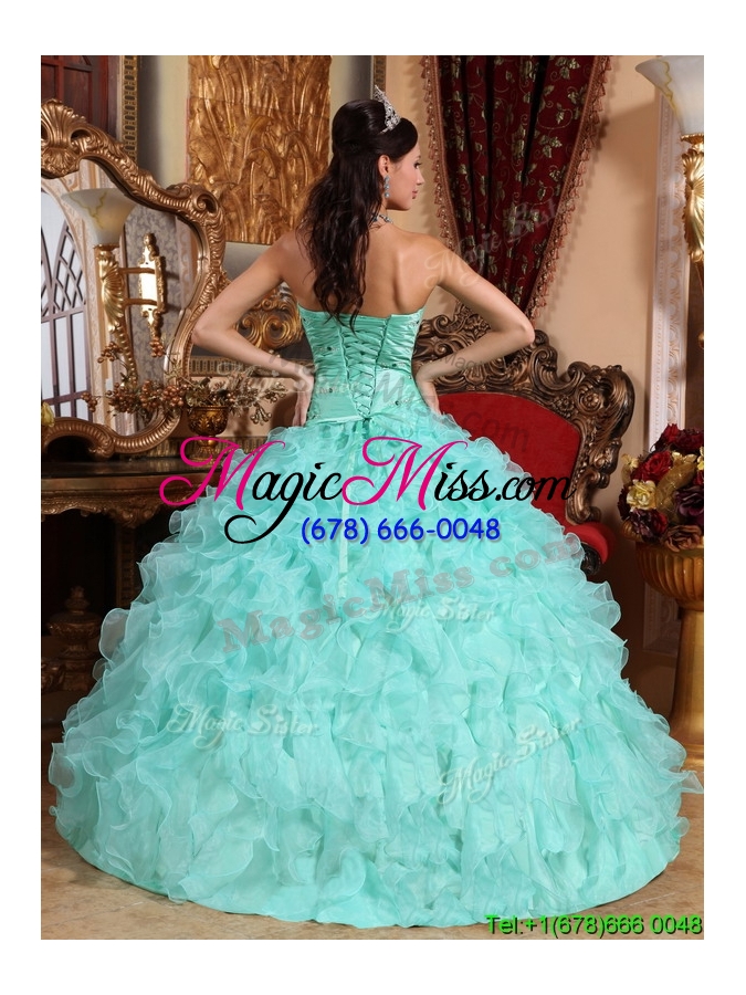 wholesale lovely apple green sweetheart beading and ruffles quinceanera dresses