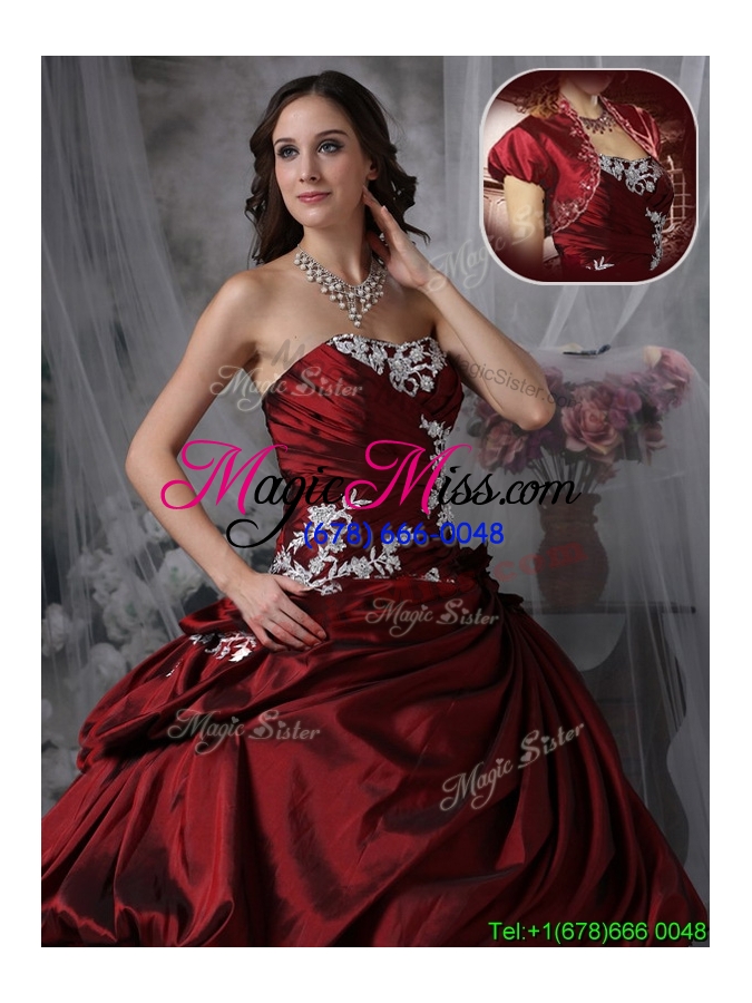 wholesale 2016 classical strapless in stock quinceanera dresses in burgundy