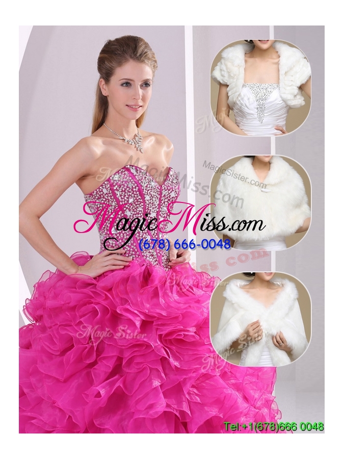 wholesale cheap ruffles and beading fuchsia quinceanera gowns