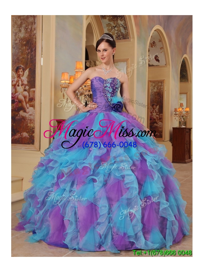 wholesale 2016 gorgeous multi color quinceanera dresses with beading and ruffles