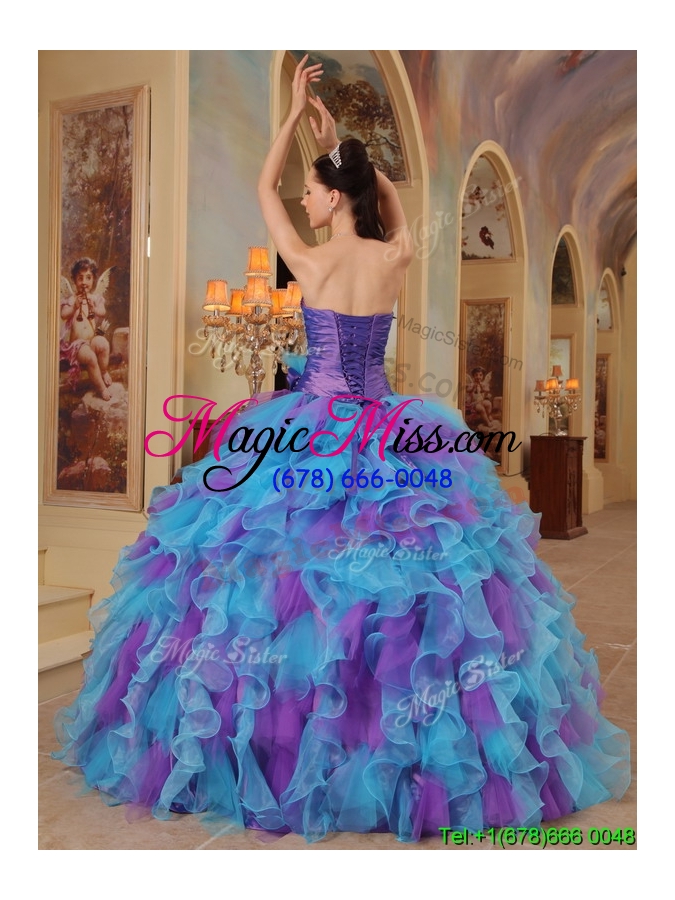 wholesale 2016 gorgeous multi color quinceanera dresses with beading and ruffles