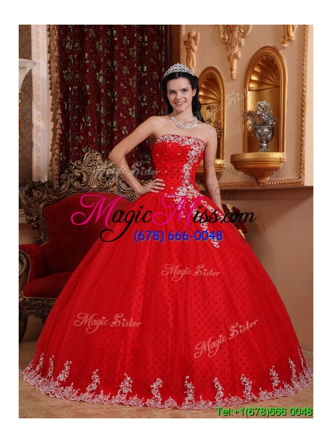 wholesale 2016 latest red ball gown strapless quinceanera dresses