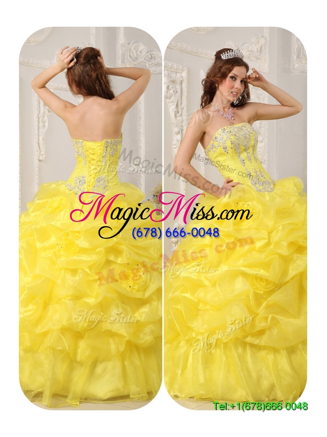 wholesale cheap strapless beading and ruffles quinceanera gowns