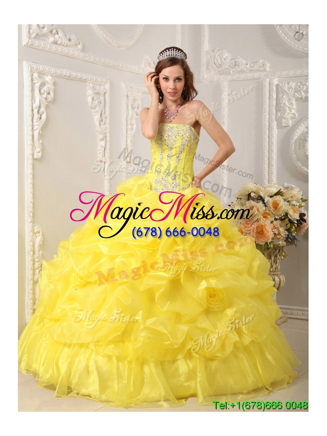 wholesale cheap strapless beading and ruffles quinceanera gowns