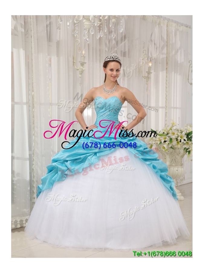 wholesale lovely ball gown sweetheart plus size quinceanera dresses in aqua blue