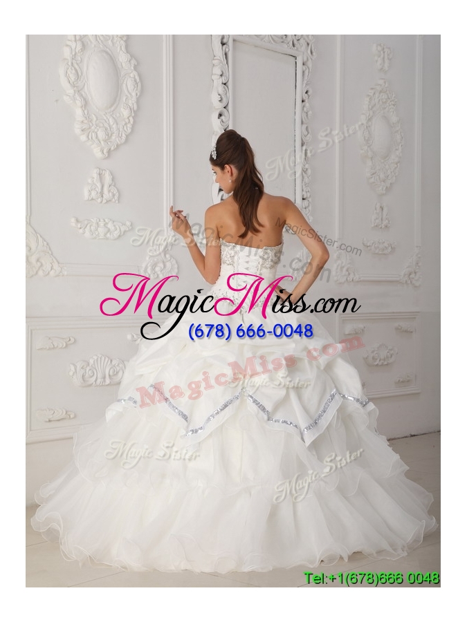 wholesale 2016 exclusive beading sweetheart quinceanera gowns in white