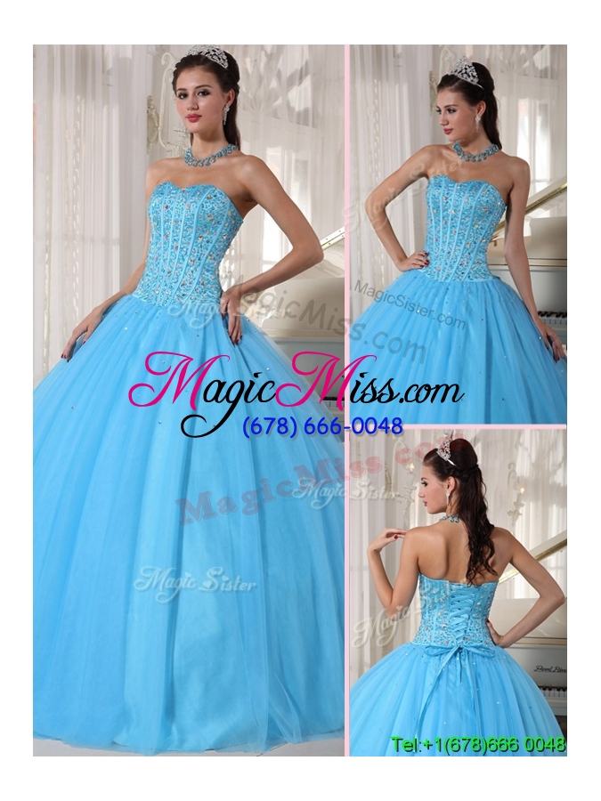 wholesale exclusive sky blue ball gown floor length quinceanera dresses