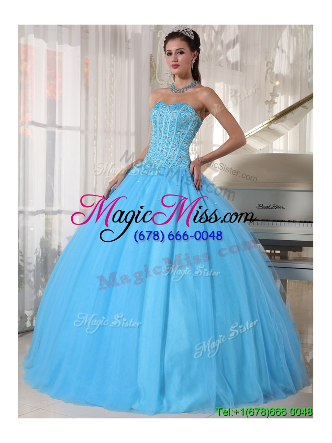 wholesale exclusive sky blue ball gown floor length quinceanera dresses