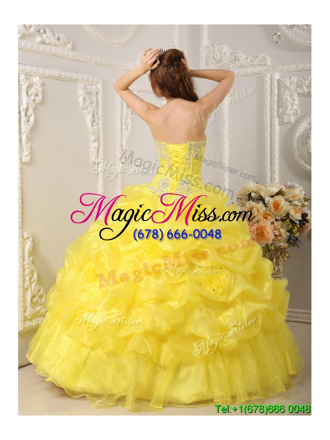 wholesale luxurious beading and ruffles quinceanera dresses in yellow