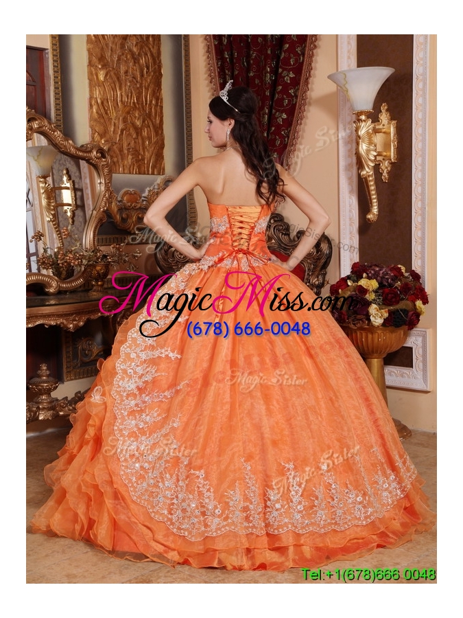 wholesale latest beading and appliques quinceanera gowns in orange red