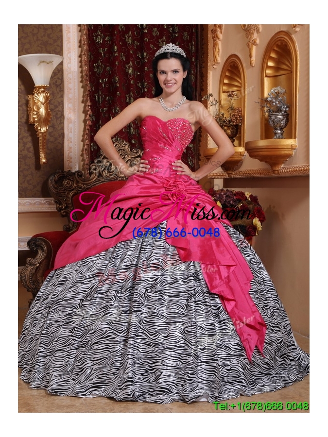 wholesale inexpensive ball gown sweetheart quinceanera dresses in hot pink