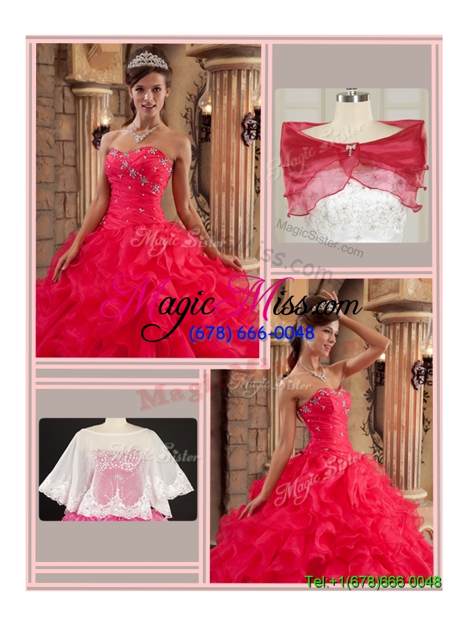 wholesale luxurious red sweetheart sweet sixteen dresses with ruffles