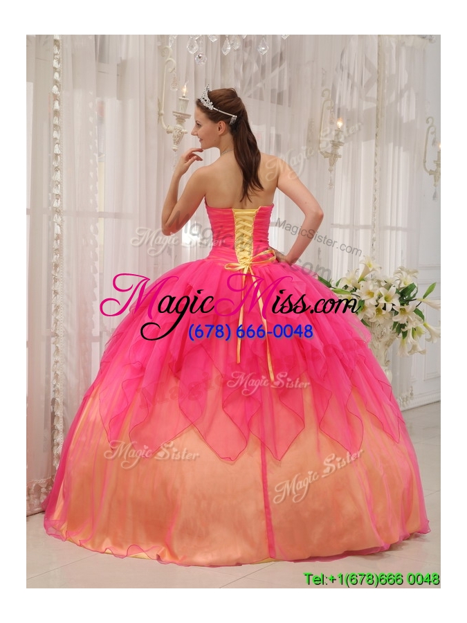 wholesale classical hot pink strapless sweet sixteen dresses with beading
