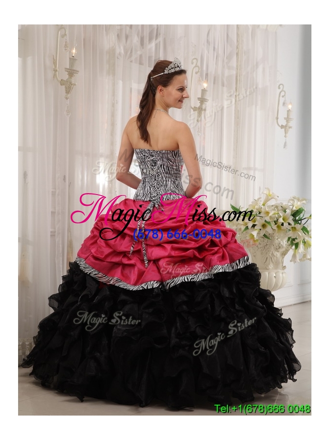 wholesale romantic sweetheart zebra quinceanera gowns with ruffles