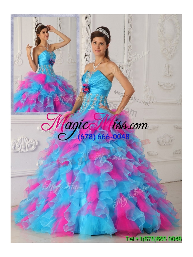 wholesale lovely multi color floor length appliques quinceanera dresses