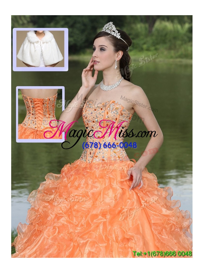 wholesale 2016 cheap orange sweet sixteen dresses with beading and ruffles layered