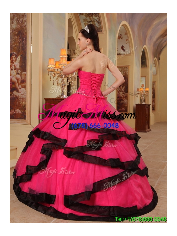 wholesale romantic appliques quinceanera dresses in red and black