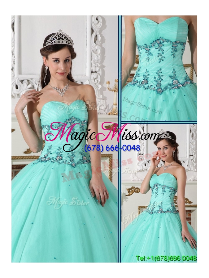 wholesale 2016 romantic green ball gown sweetheart quinceanera dresses