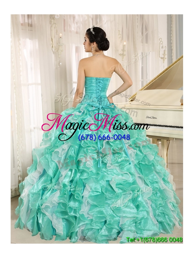 wholesale brand new apple green quinceanera dresses with beading and ruffles