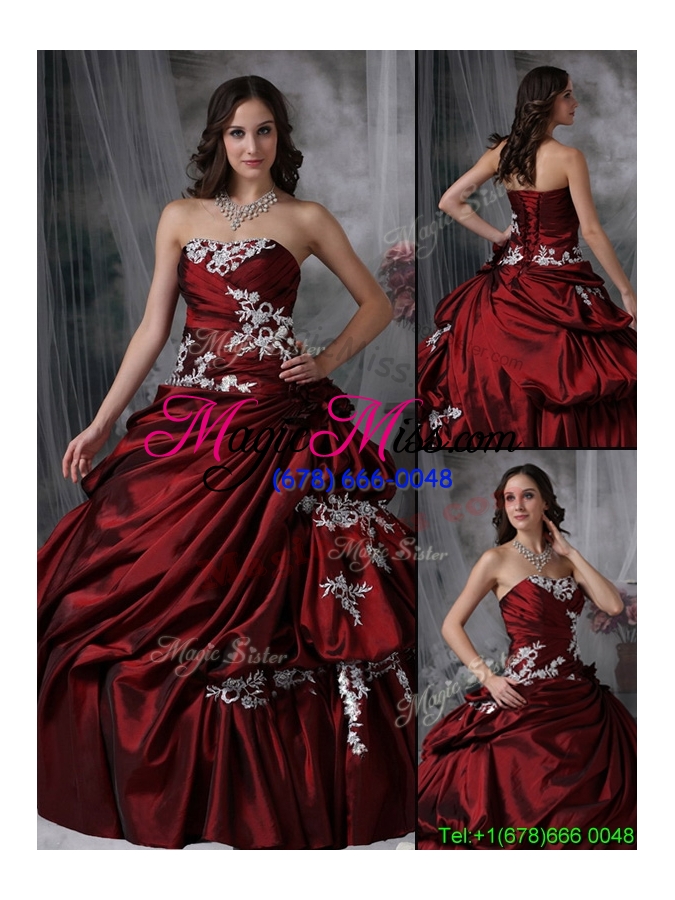 wholesale 2016 elegant ball gown strapless appliques wholesale quinceanera dresses