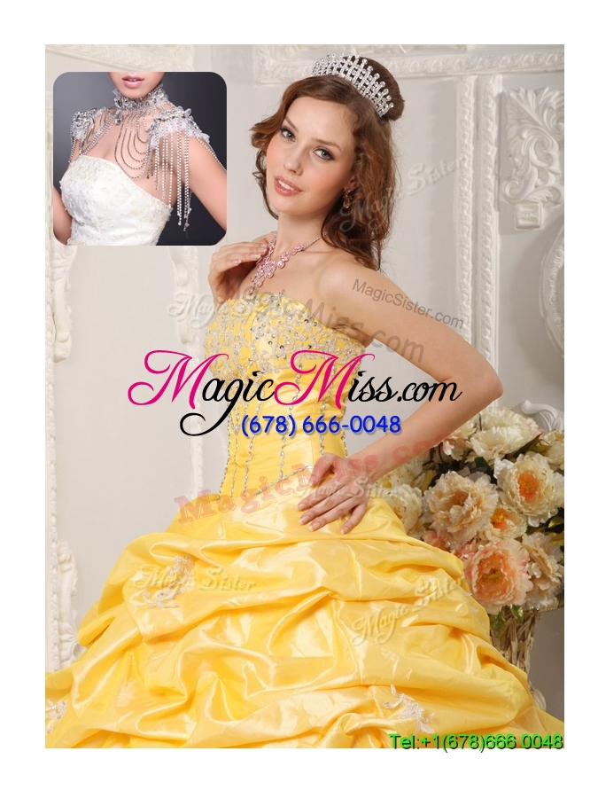 wholesale cheap ball gown pick ups and appliques quinceanera gowns