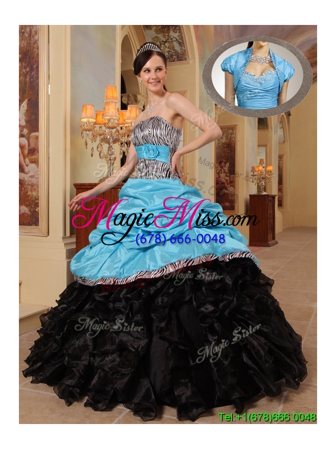 wholesale 2016 new style blue and black ball gown strapless quinceanera dresses