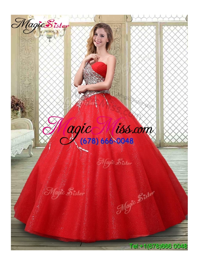 wholesale classical one shoulder  2016 prom dresses with beading in red
