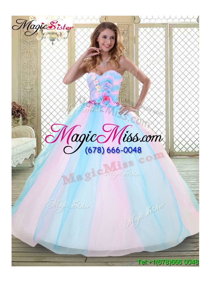 wholesale 2016 sweetheart quinceanera dresses with hand made flowers