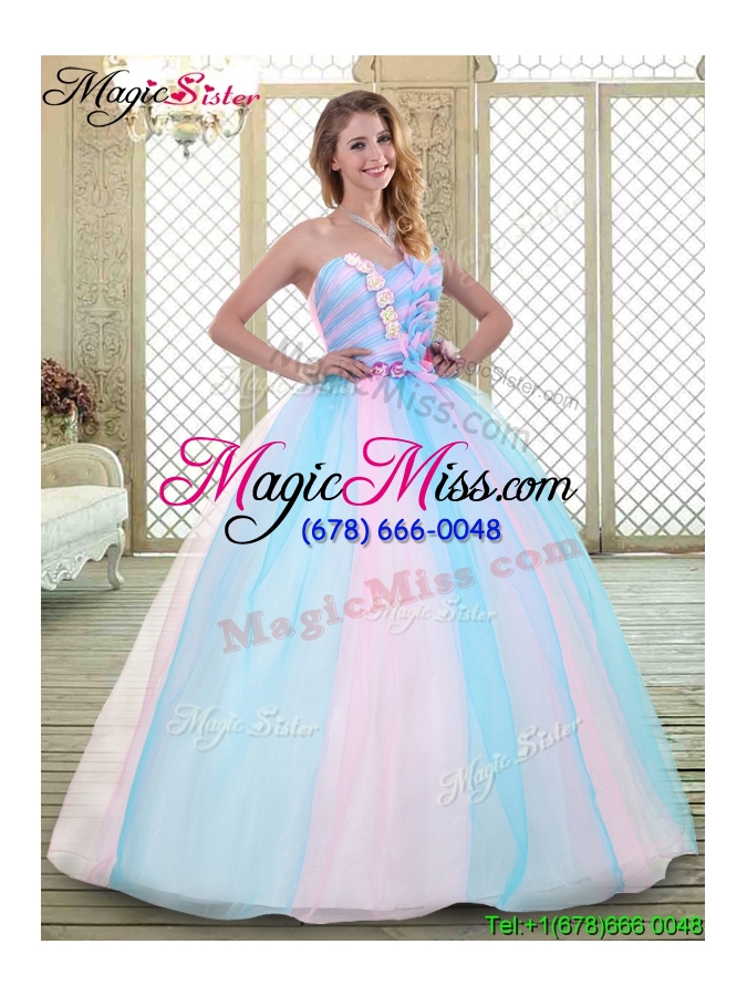 wholesale 2016 sweetheart quinceanera dresses with hand made flowers