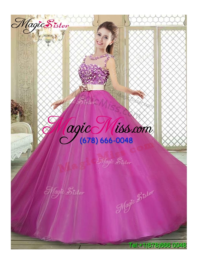 wholesale 2016 modern scoop sweet 16 dresses with belt and appliques