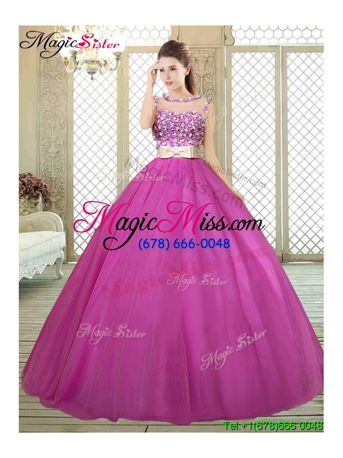 wholesale 2016 modern scoop sweet 16 dresses with belt and appliques