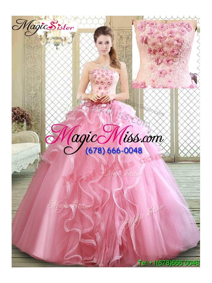 wholesale lovely strapless vestidos de quinceanera dresses with  appliques and ruffles