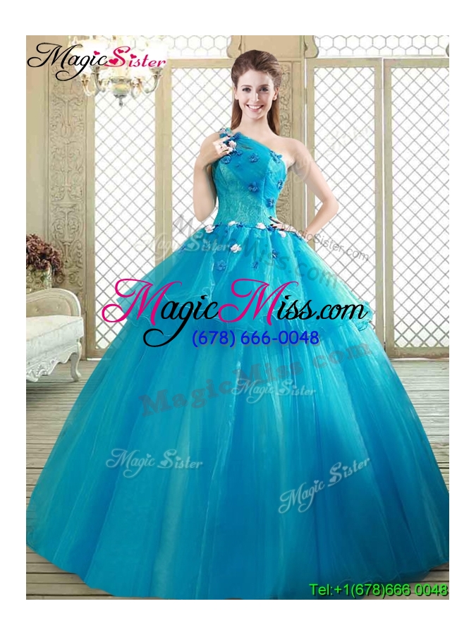 wholesale popular one shoulder quinceanera dresses with ruffles and appliques