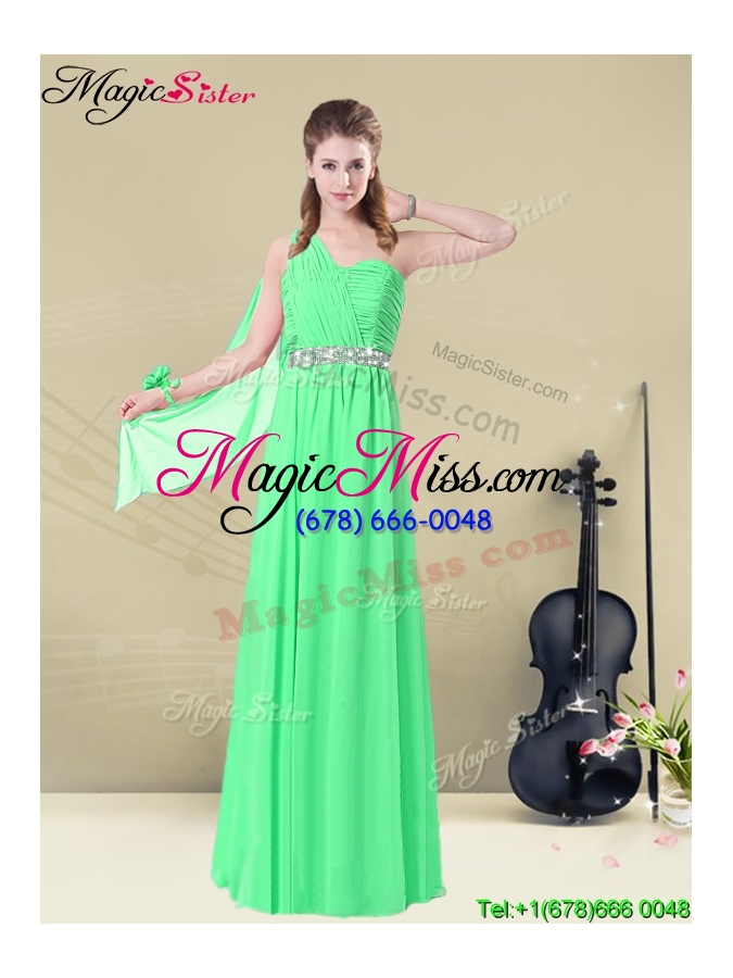 wholesale the most popular empire floor length bridesmaid dresses with ruching and belt for 2016 summer