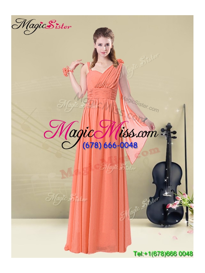 wholesale gorgeous straps dama dresses with ruching and belt for fall