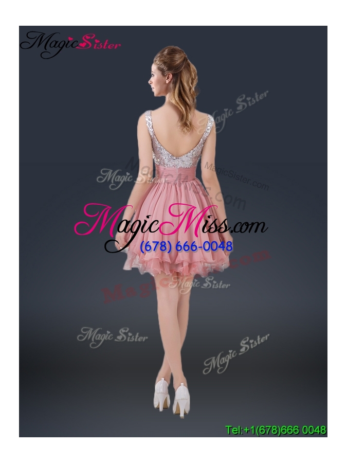 wholesale sweet short straps paillette dama dresses for 2016