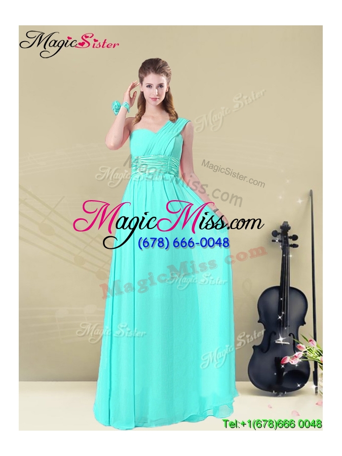 wholesale fall pretty one shoulder empire ruching prom dresses
