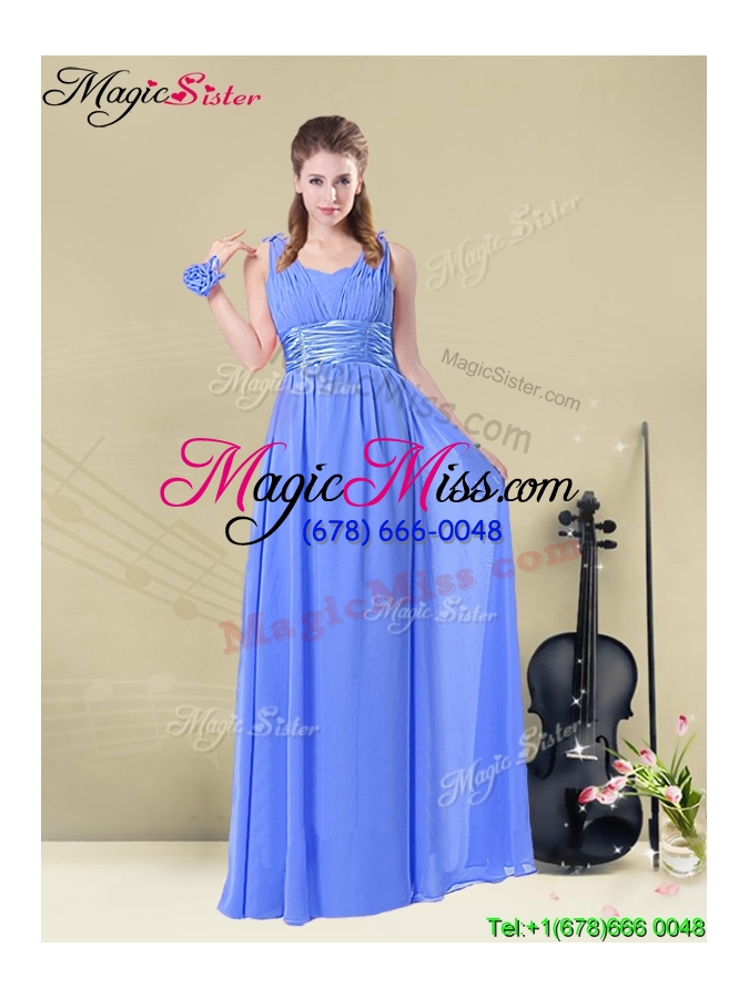 wholesale wonderful floor length prom dresses with ruching and belt