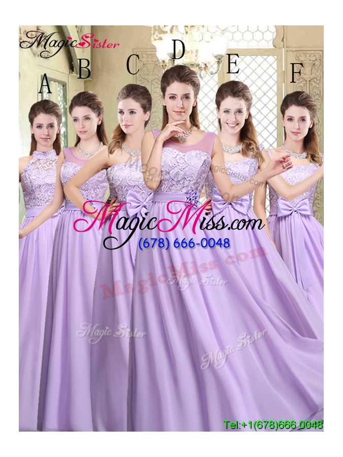 wholesale pretty scoop bowknot lavender prom dresses for fall