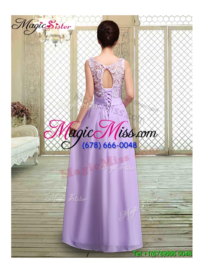 wholesale pretty scoop bowknot lavender prom dresses for fall