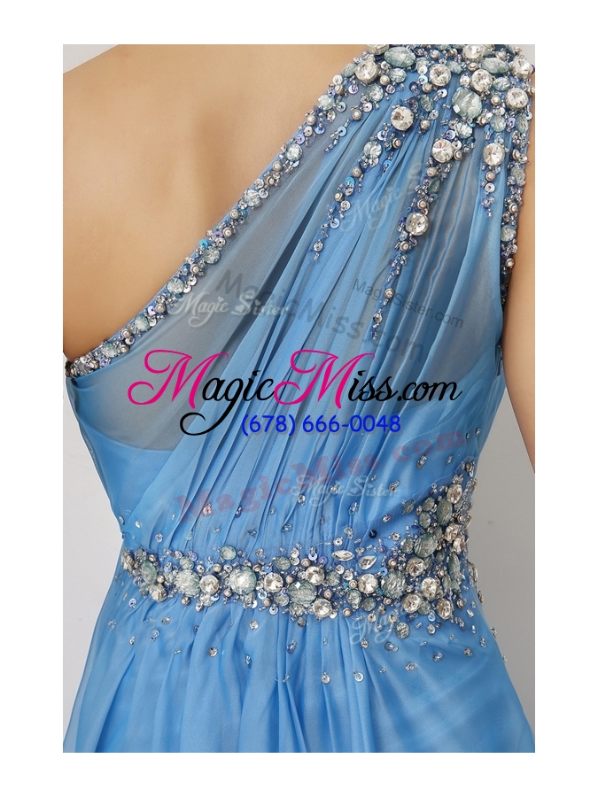 wholesale 2016 cheap empire one shoulder prom dresses with beading and ruching