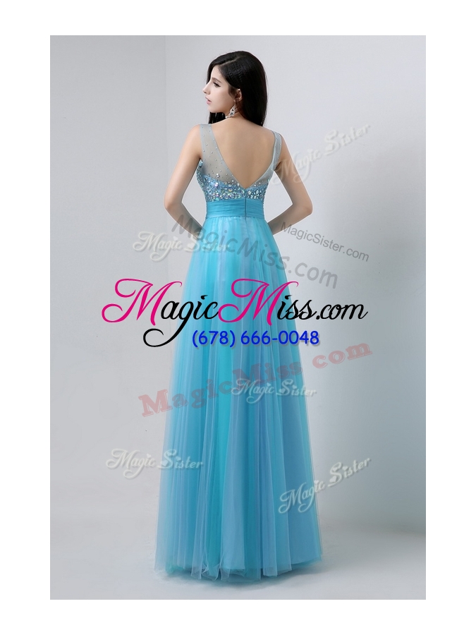 wholesale 2016 pretty scoop empire beading prom dresses in baby blue